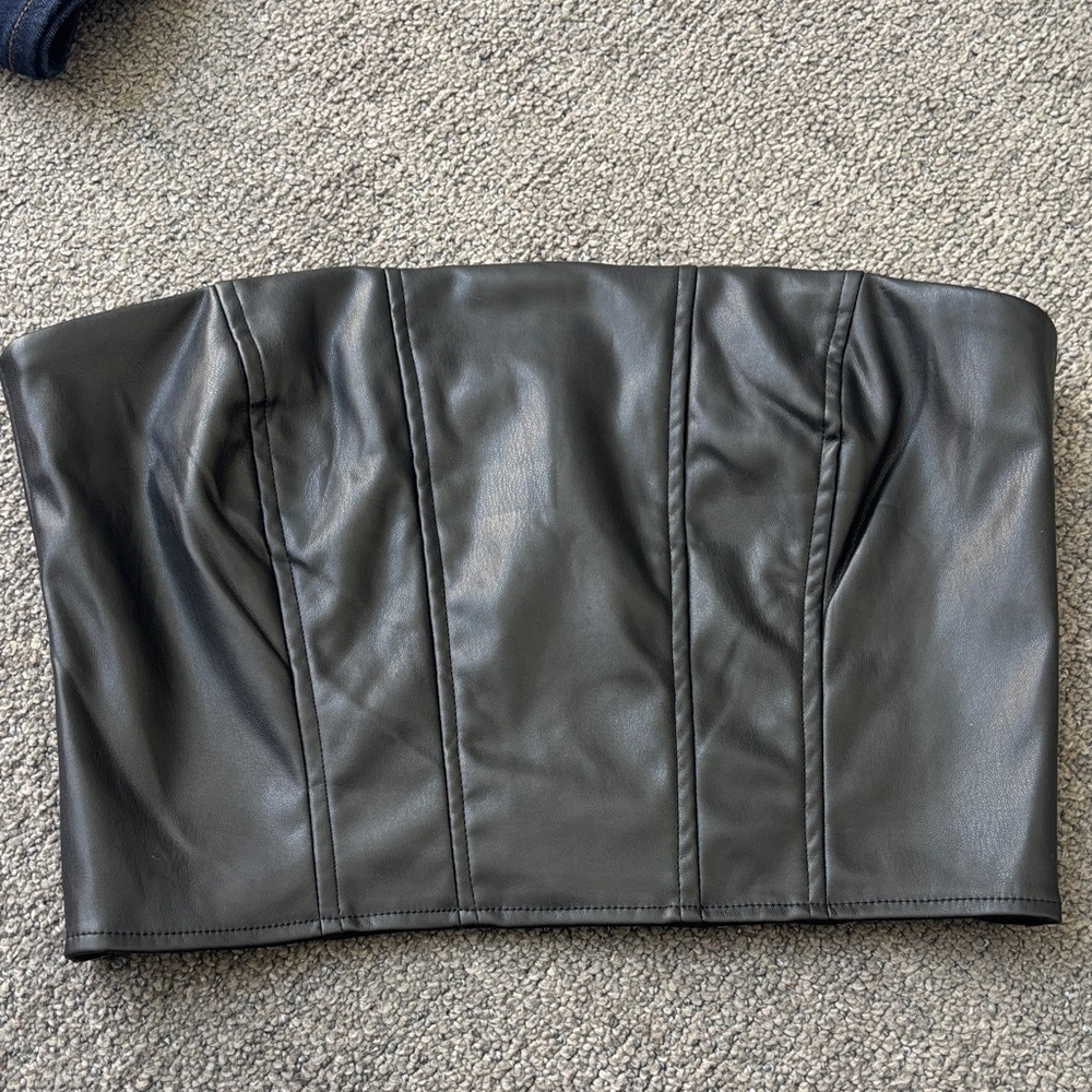 Lucy Paris Black Faux Leather Top